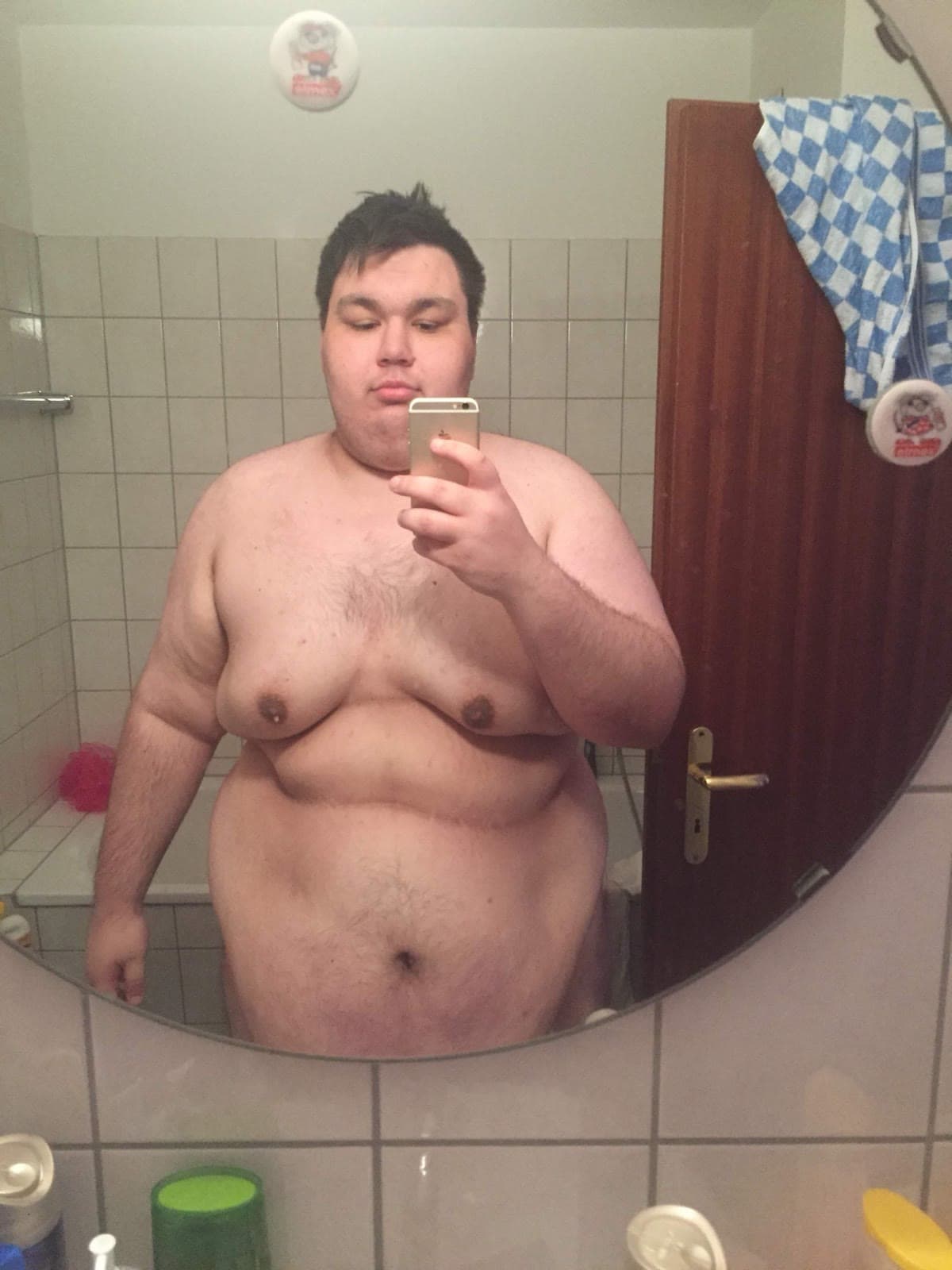 Dennis damals, mit starkem Übergewicht: Spiegel-Selfie